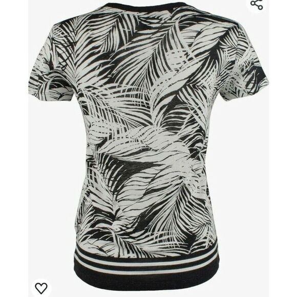 Lauren By Ralph Lauren Womens Linen Blend Black And White Tee Size 1X - Picture 6 of 6